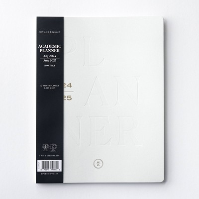 Wit & Delight 2024-25 Monthly Academic Planner 11"x8.5" Cream: Lay-Flat Binding, July-June, Off-White, Rounded Corners