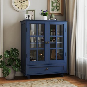 Modern Buffet Cabinet with Glass Doors & Adjustable Shelf,Small Wooden Sideboard with Drawer for Entryway or Living Room-Baofuwish - 1 of 4