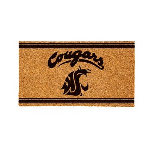 Evergreen Washington State University Logo Turf Mat, Brown- 28 x 16 Inches Indoor Outdoor Doormat - 1 of 4