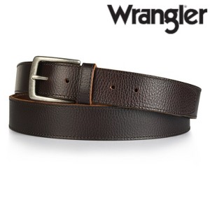 Wrangler Men's Leather Embossed Logo Belt - Casual Daily Wear for Jeans & More, Branded Belt, Mens Accessories - 1 of 4