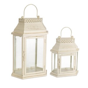 Melrose Metal Lantern with Embellished Lid (Set of 2) - 1 of 2