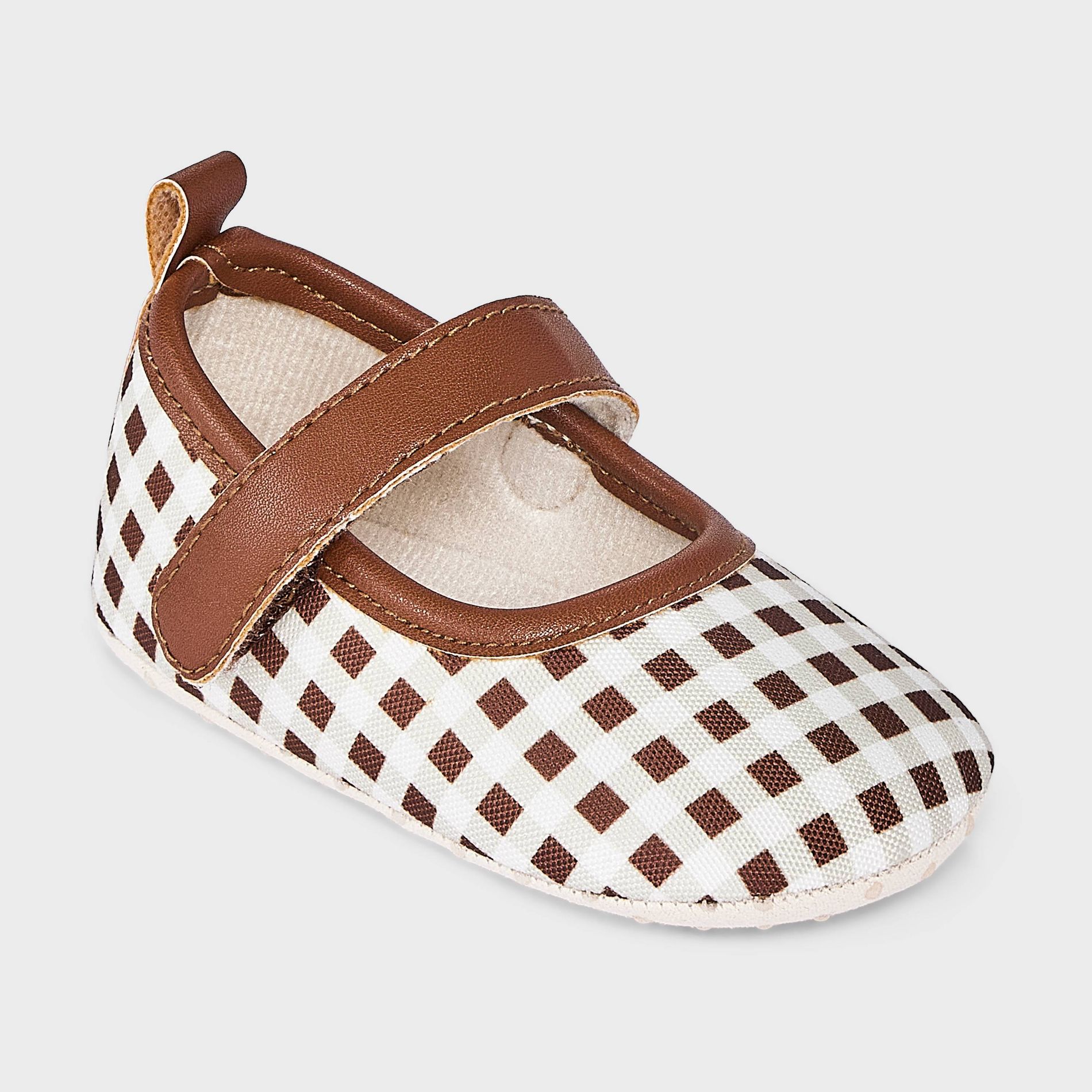 Baby Girls' Gingham Ballet Flats - Cloud Island™ Brown/White