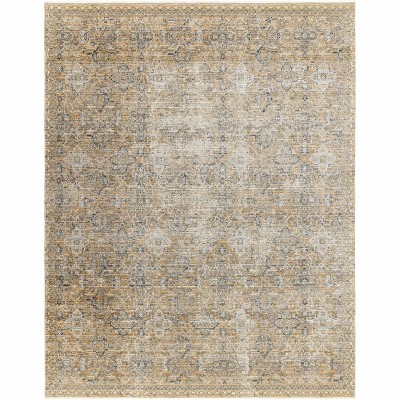 Hauteloom Margaret Damask Beige & Blue Washable Area Rug