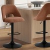 Swivel Bar Stools with Backs, 24"-32" Adjustable Height Bar Stools, Set of 2 Upholstered Fabric Seats with Black Base-Maison Boucle - 2 of 4