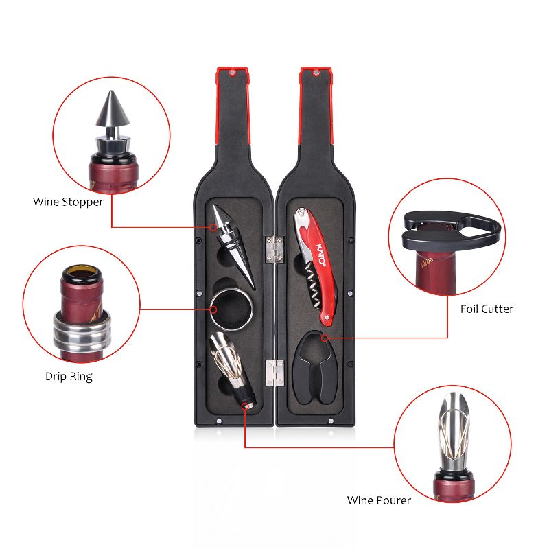 Tirrinia Wine Bottle Opener Set - Wine Opener Kit Corkscrew Screwpull, Stopper, Aerator Pourer, Foil Cutter, Drip Ring with Drink Stickers, 5 of 8