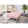 71" Teddy Fabric Convertible Futon Sofa Bed with Gold Metal Legs - 2 of 4