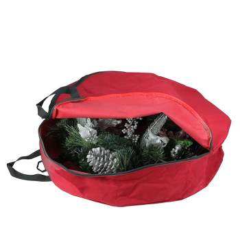Northlight 36" Red and Black Zip Up Christmas Wreath Storage Bag