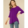 Allegra K Women's 3/4 Sleeve Round Neck Button Decor Casual Stretchy Tunic Tops - 3 of 4