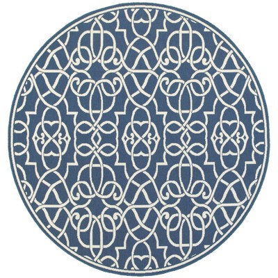 Oriental Weavers Meridian 2205B Navy/ Ivory Indoor/Outdoor Area Rug - 7'10" Round