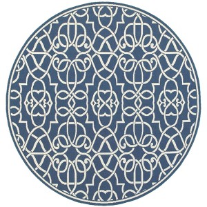 Oriental Weavers Meridian 2205B Navy/ Ivory Indoor/Outdoor Area Rug - 7'10" Round - 1 of 4