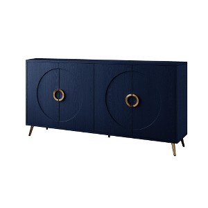 Lyngins Sideboard Buffet Cabinets with 4 Doors,Metal Legs,Handles,Lacquered Wooden Coffee Bar Cabinets,Credenzas for Kitchen,Entryway - 1 of 4