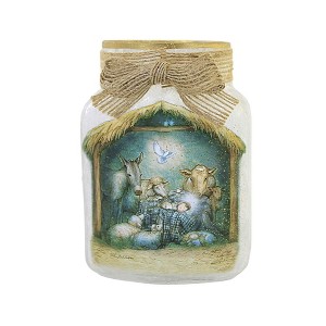 Stony Creek 4.5 Inch Nativity Pre-Lit Jar Manger Creche Animals Novelty Sculpture Lights - 1 of 4