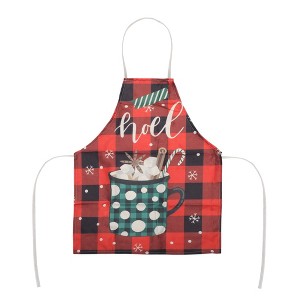 Unique Bargains Christmas Aprons Linen Red Black Green Beige 21.65"x26.77" 1Pcs - 1 of 4