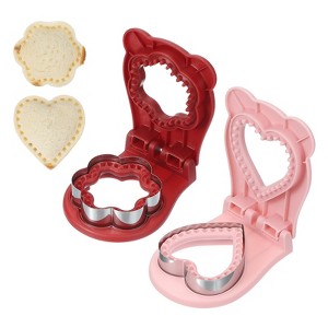 Unique Bargains PP Flower/Heart Shape Crustless Sandwich Cookie Cutters 2 Pcs - 1 of 4