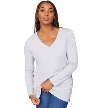 June + Vie by Roaman's Women's Plus Size Long-Sleeve V-Neck One + Only Tunic