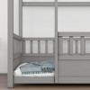 Streamdale Twin Size Floor Wooden Bed with House Roof Frame, Fence Guardrails,Grey - 3 of 4