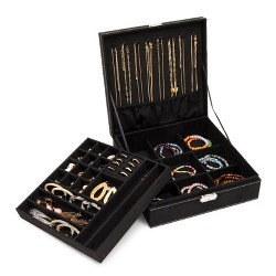 Juvale Clear Lid Black Velvet Jewelry Tray With 2 Locking Latches ...