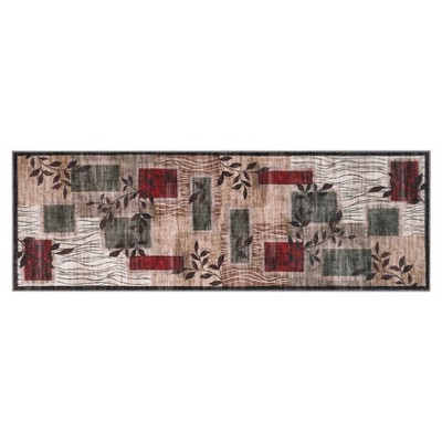 Rug, Geometric Soft Modern Print, Stain Resistant Non-Slip Rug for Hallway, Kitchen, Bathroom, Bedroom, Laundry Room, Red