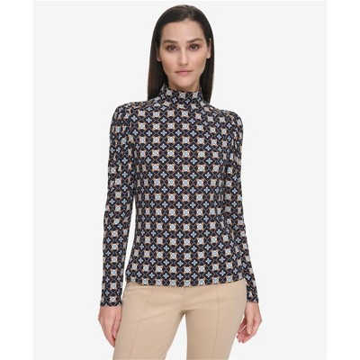 Tommy Hilfiger Womens Floral Button Shoulder Knit Blouse