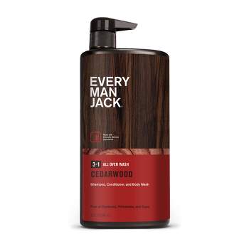 Every Man Jack Men's Hydrating Cedarwood 3-in-1 All Over Wash - Shampoo, Conditioner, and Body Wash - 32 fl oz