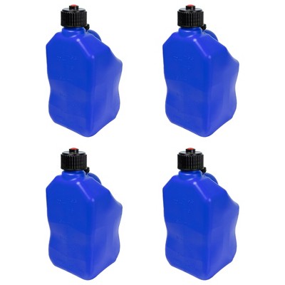 Bushman 4 Pack U-Jug Utility Storage Container, Multi-Purpose Plastic Jug with Non-Clog Spout, Hose and Ergonomic Handle, 5.5 Gallon, Blue