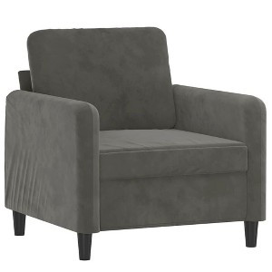 vidaXL Velvet Sofa Chair in Dark Gray - Comfortable Modern Seating Solution with Sturdy Frame & Soft Upholstery - 1 of 4