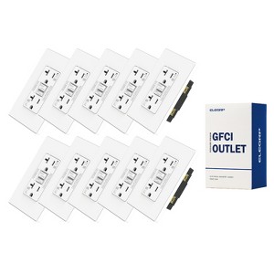ELEGRP GFCI Outlet Self-Test, 20 Amp 125V Weather Resistant Duplex wall outlet, Wall Plate included, UL Listed, Matte White 10PC - 1 of 1