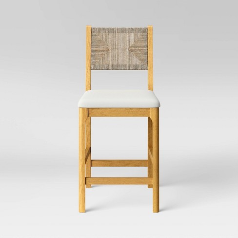 Bowman Counter Height Barstool Woven and Wood Threshold