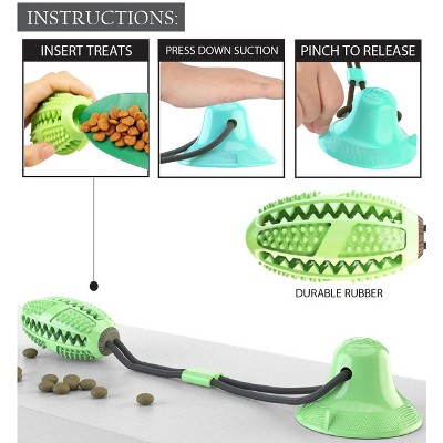 Green Rubber Football Shaped Treat Dispensing Suction Cup Dog Toy