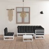 vidaXL Patio Furniture Set 6 Piece Outdoor Sectional Sofa Solid Wood Pine - White With Cushions - 2 of 4