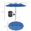 Aghana Digitals 9.5' Navy Blue Outdoor Patio Umbrella with Push Button Tilt, Crank Lift, 3 Air - 3 of 4
