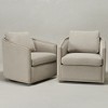 KINWELL 31"W Oak Frame Upholstered Swivel Barrel Armchair, Set of 2 - 2 of 4