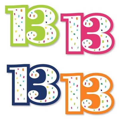 Big Dot of Happiness 13th Birthday - Cheerful Happy Birthday - DIY Shaped Colorful Thirteenth Birthday Party Cut-Outs - 24 Count