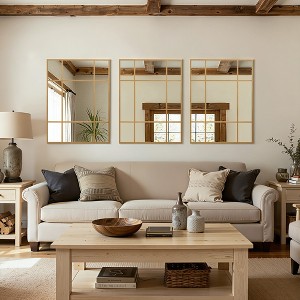 Spassway Rectangle Window Pane Decorative Mirrors Metal Frame Wall Mounted Vanity Mirror for Living Room Bedroom Entryway Black/Gold - 1 of 4