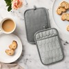 MARTHA STEWART Honeycomb Quilted Chambray Pot Holder 2-Pack Set, 100% Cotton, Flexible Non-Slip Silicone Grip, Heat Resistant, Grey, 7"X10" - 4 of 4