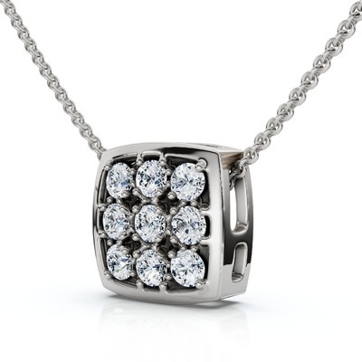 Pompeii3 1/5ct Pave Diamond Cluster Pendant 14K White Gold