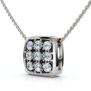 Pompeii3 1/5ct Pave Diamond Cluster Pendant 14K White Gold - 1 of 4