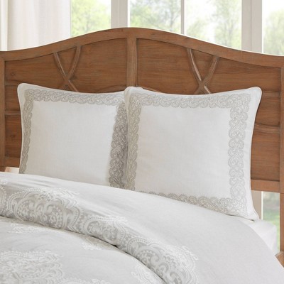 Queen White Microfiber Comforter Set with Decorative Pillows