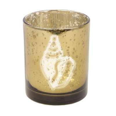 Beachcombers 3.25" MERCURY GLASS SHELL GOLD CNDL HLDR