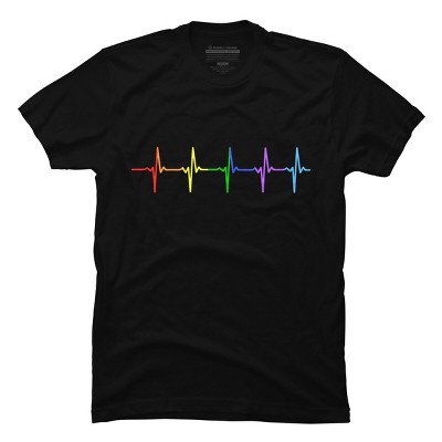 Adult Design By Humans Pride Rainbow Heartbeat By Thingsandthings T-Shirt