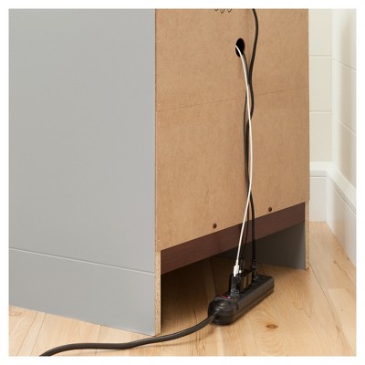 Soft Gray 2-Drawer Particleboard Nightstand with Cord Catcher