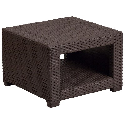 Flash Furniture Chocolate Brown Faux Rattan End Table