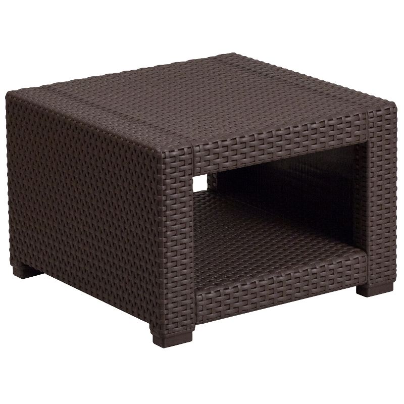 Flash Furniture Chocolate Brown Faux Rattan End Table, 1 of 10