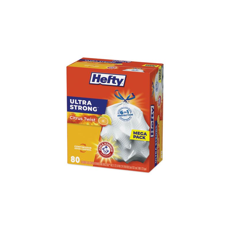Hefty Ultra Strong Scented Tall White Kitchen Bags, 13 gal, 0.9 mil, 23.75" x 24.88", White, 80/Box Model No E88354, 4 of 6