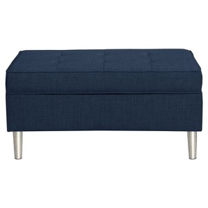 Mason Button Tufted Storage Bench - Linen Navy - Skyline Furniture, Blue Linen