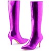 Perphy Women's Pointy Toe Stiletto Heels Knee High Boots - 4 of 4