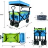 FURNIinspire Outdoor Serving Carts Collapsible Wagon Foldable with Removable Canopy Wheels for All-Terrain Brake for Camping, Blue, 35.4"*19.7"*44.5" - 3 of 4