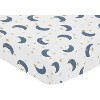 Sweet Jojo Designs Boy or Girl Gender Neutral Unisex Baby Fitted Crib Sheet Moon Bear  Blue and Gold - 3 of 4