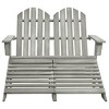 vidaXL 2-Seater Patio Adirondack Chair&Ottoman in Modern Gray - Solid Fir Wood - Outdoor Garden Relaxation Furniture - 3 of 4