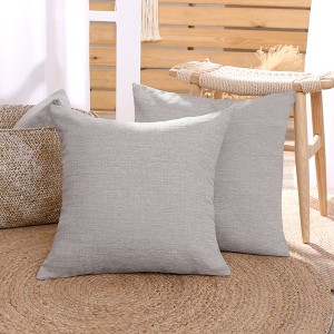 Deconovo Faux Linen Cushion Covers, Set of 2, Light Blue ¨C Eco-Friendly, Machine Washable, Decorative Pillow Covers for Sofa - 1 of 4